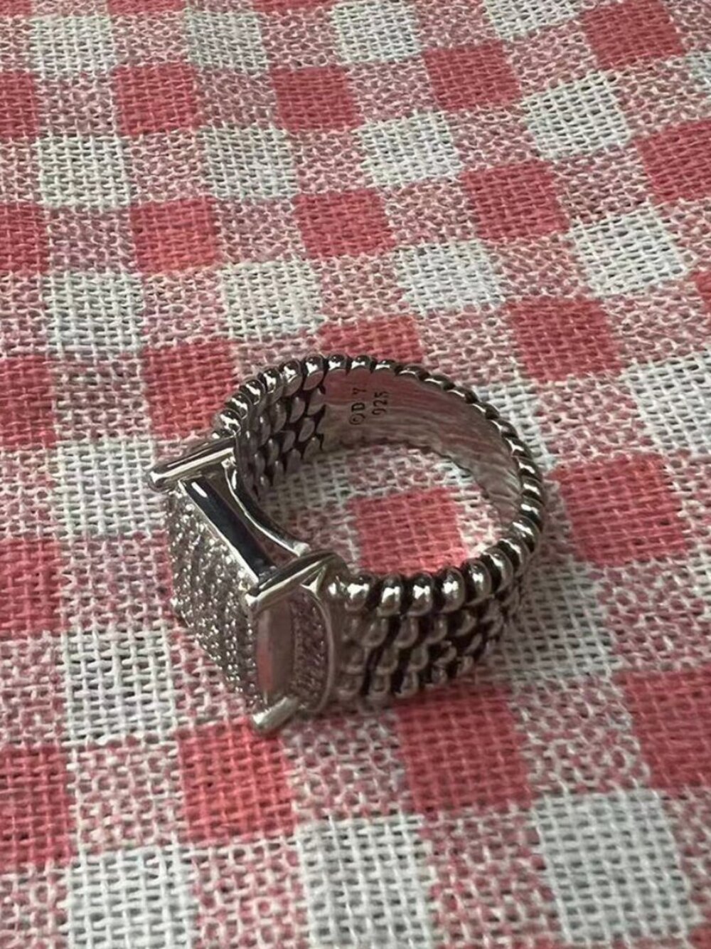 David Yurman Sterling Silver 925 Wheaton Pave Diamonds Ring - Picture 5 of 6